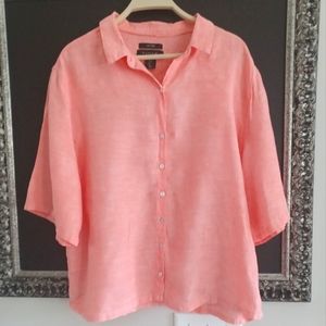Tahari Linen Button Front Shirt